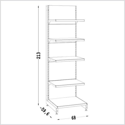 Bolti polc - polcrendszer 210 x 68 cm