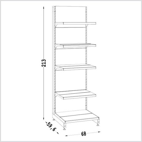 Bolti polc - polcrendszer 210 x 68 cm